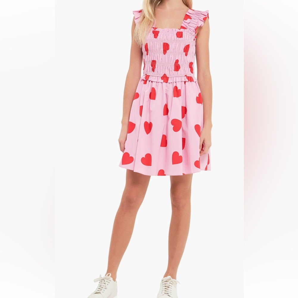 New Women’s Pink Heart shaped print Dress - Size M